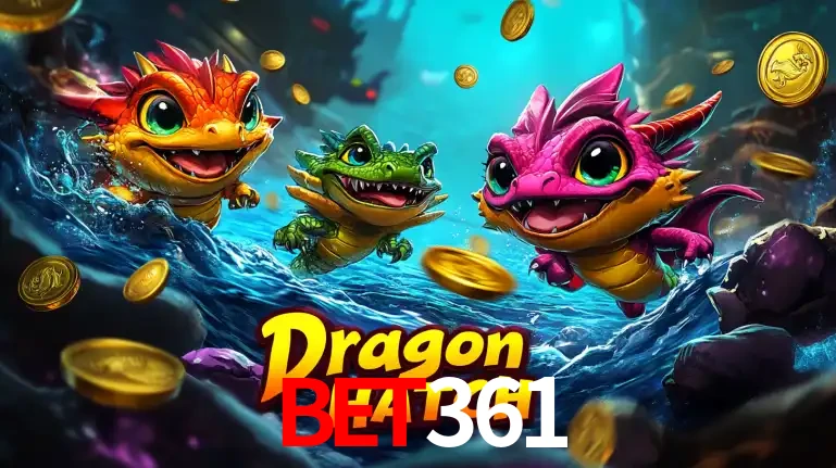 Arte promocional do jogo Dragon Hatch com três adoráveis dragões bebês nadando entre moedas de ouro, um dos slots mais divertidos para jogar no cassino bet361.