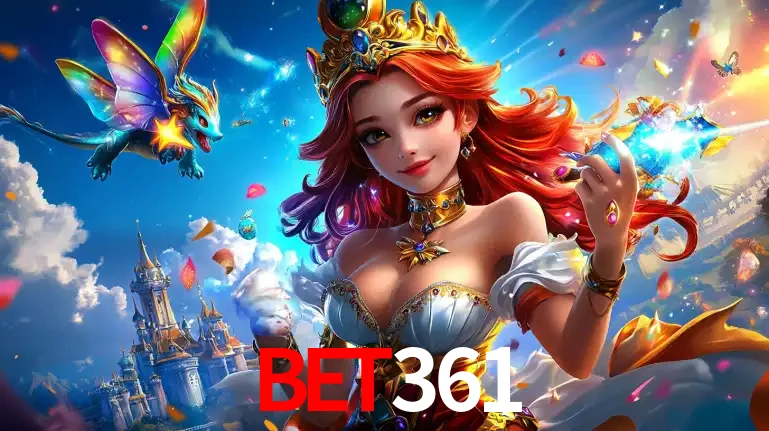 A princesa de um reino de fantasia mágico, com seu pequeno dragão, apresentando um mundo de prêmios encantados nos jogos de caça-níqueis do cassino bet361.